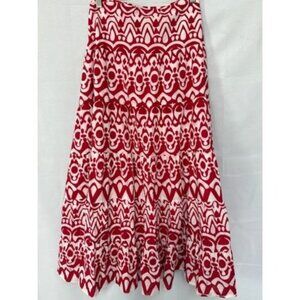 Ashley Stewart Red & White Maxi Skirt Size 16 - 100% Cotton Shell
